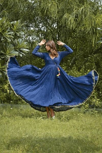 The navy Blue Voil/ mulmul Dress