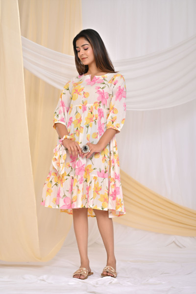 The bloom cotton printed 60s dress